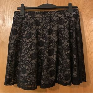 Contempo Casuals Black/Nude Lace Skater Skirt XL